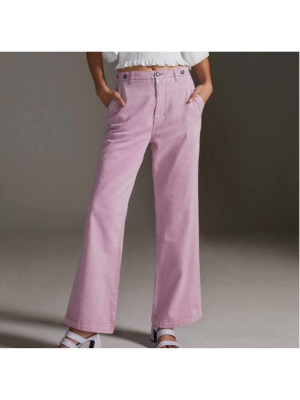 Pilcro Anthropologie Pants 26 Tall Pink High Rise Wide Leg Chino